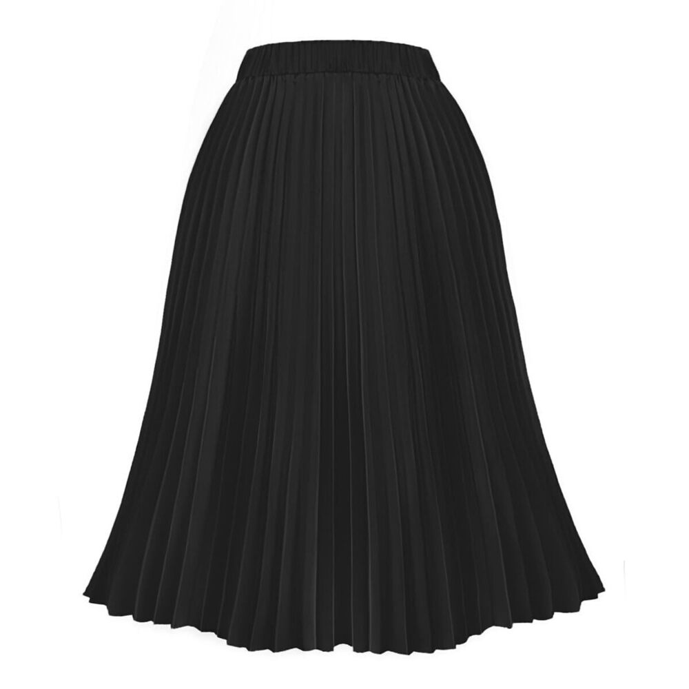 3837 Plus Size Skirt 4X High Elastic Waist Black Summer Flowy Skirts A Line